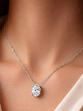 Peora Oval CZ Solitaire Pendant Chain - Silver
