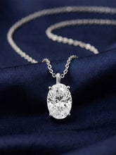 Peora Oval CZ Solitaire Pendant Chain - Silver