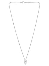 Peora Oval CZ Solitaire Pendant Chain - Silver