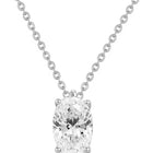 Peora Oval CZ Solitaire Pendant Chain - Silver