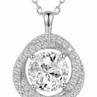 Peora Sparkle Solitaire Halo Pendant - Silver