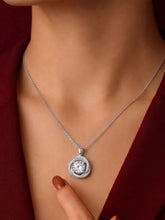 Peora Sparkle Solitaire Halo Pendant - Silver