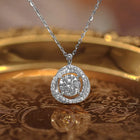 Peora Sparkle Solitaire Halo Pendant - Silver