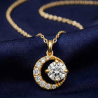 Peora Solitaire Moon Inspired Pendant - Gold