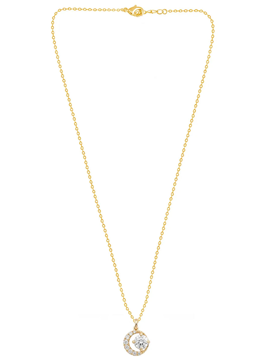 Peora Solitaire Moon Inspired Pendant - Gold