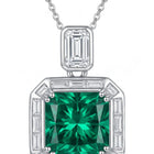 Peora Emerald Gemstone CZ Pendant - Silver