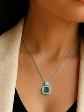 Peora Emerald Gemstone CZ Pendant - Silver
