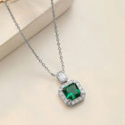 Peora Emerald Gemstone CZ Pendant - Silver