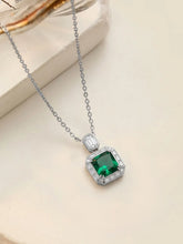 Peora Emerald Gemstone CZ Pendant - Silver