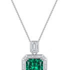 Peora Emerald Gemstone CZ Pendant - Silver