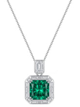 Peora Emerald Gemstone CZ Pendant - Silver