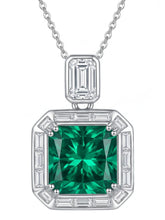 Peora Emerald Gemstone CZ Pendant - Silver