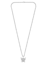 Peora Crystal Butterfly Pendant Chain  - Silver