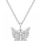 Peora Crystal Butterfly Pendant Chain  - Silver