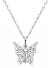 Peora Crystal Butterfly Pendant Chain  - Silver