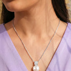 Peora Elegant Pearl Solitaire Pendant - Silver