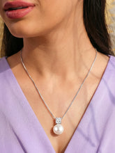 Peora Elegant Pearl Solitaire Pendant - Silver