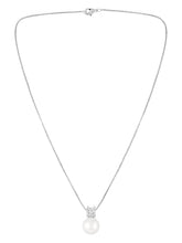Peora Elegant Pearl Solitaire Pendant - Silver