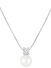 Peora Elegant Pearl Solitaire Pendant - Silver