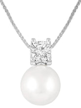 Peora Elegant Pearl Solitaire Pendant - Silver