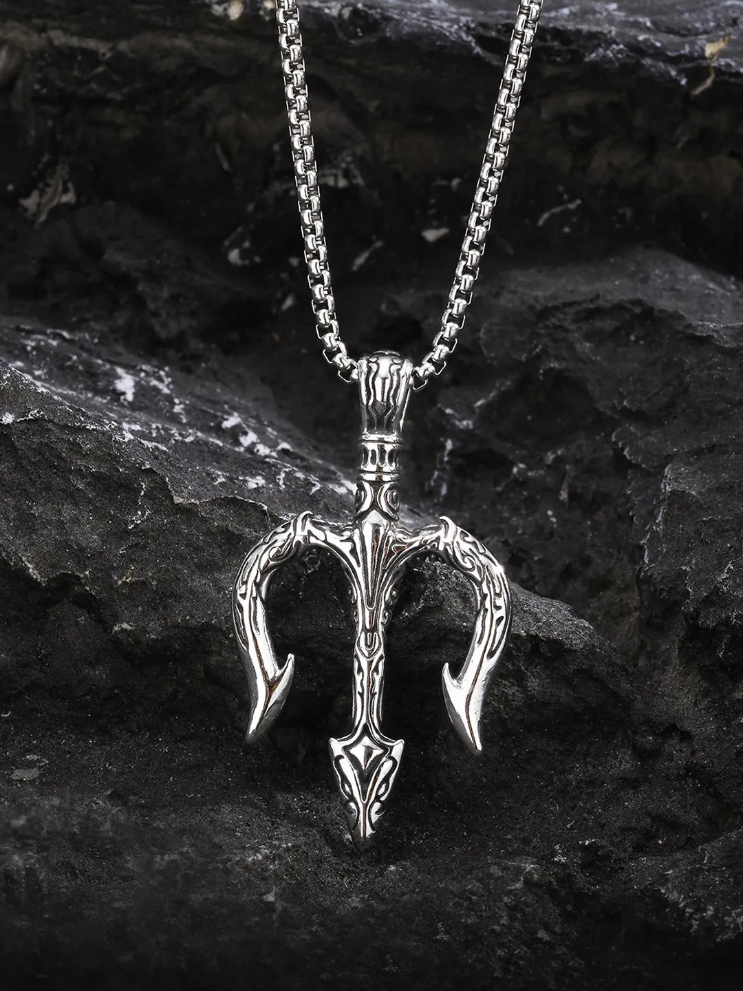 Trishul Symbol Pendant on Box Chain