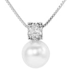 Rhodium Plated Pearl Pendant Necklace