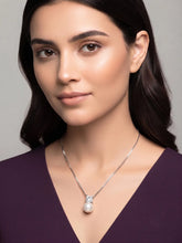 Rhodium Plated Pearl Pendant Necklace