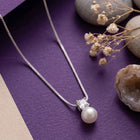 Rhodium Plated Pearl Pendant Necklace