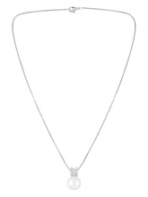 Rhodium Plated Pearl Pendant Necklace