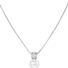 Rhodium Plated Pearl Pendant Necklace