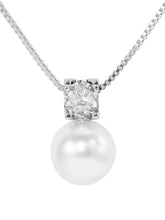 Rhodium Plated Pearl Pendant Necklace