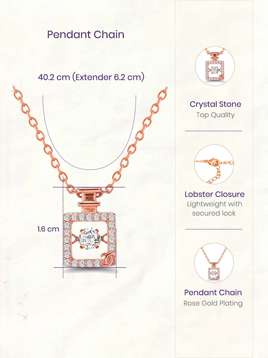 Peora Elegant Rose Gold CZ Bottle Charm Necklace