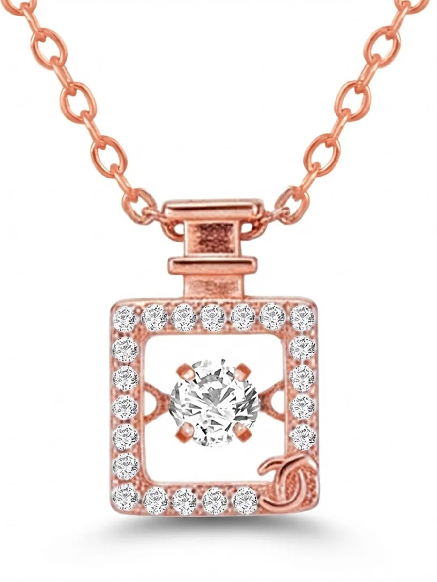 Peora Elegant Rose Gold CZ Bottle Charm Necklace