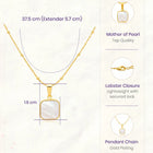 Peora Elegant Gold Mother Of Pearl Square Necklace