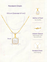 Peora Elegant Gold Mother Of Pearl Square Necklace