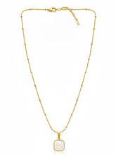 Peora Elegant Gold Mother Of Pearl Square Necklace