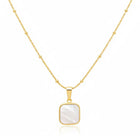 Peora Elegant Gold Mother Of Pearl Square Necklace