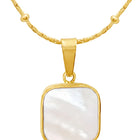Peora Elegant Gold Mother Of Pearl Square Necklace