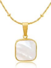 Peora Elegant Gold Mother Of Pearl Square Necklace