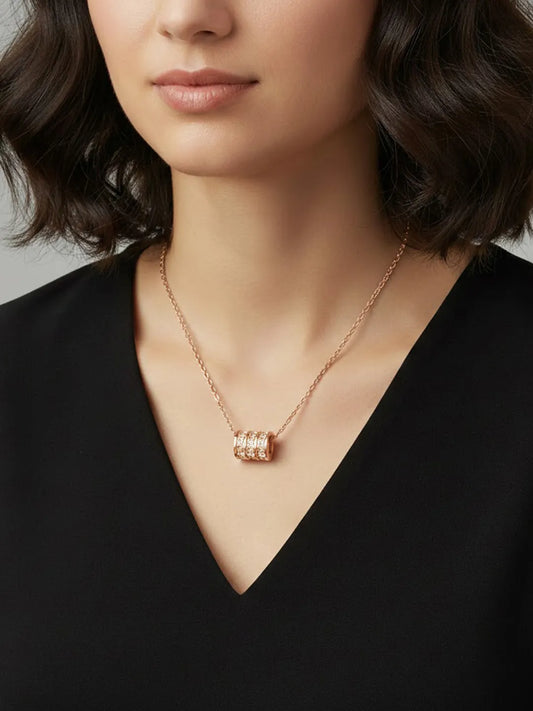 Peora Sparkling Rose Gold CZ Triple Band Pendant