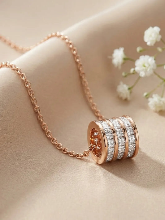 Peora Sparkling Rose Gold CZ Triple Band Pendant
