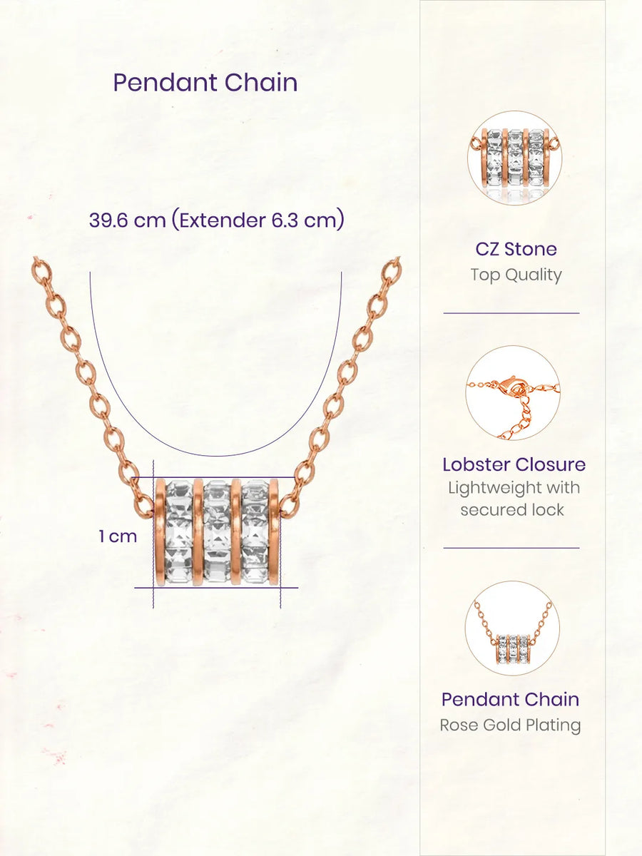 Peora Sparkling Rose Gold CZ Triple Band Pendant
