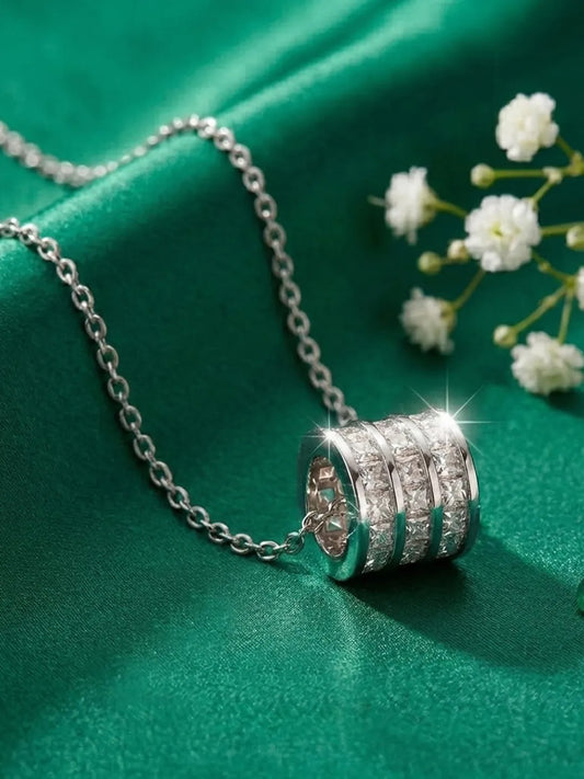 Peora Sparkling CZ Triple Band Silver Pendant