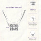 Peora Sparkling CZ Triple Band Silver Pendant
