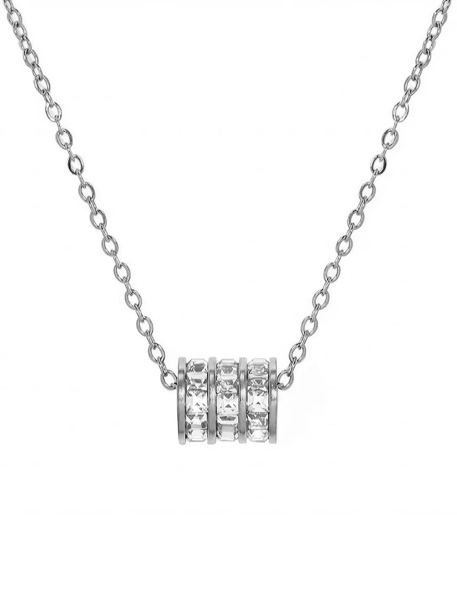 Peora Sparkling CZ Triple Band Silver Pendant