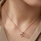 Peora Rose Gold Roman Double Circle Pendant Chain
