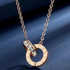 Peora Rose Gold Roman Double Circle Pendant Chain