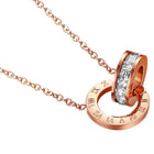 Peora Rose Gold Roman Double Circle Pendant Chain