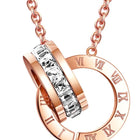 Peora Rose Gold Roman Double Circle Pendant Chain