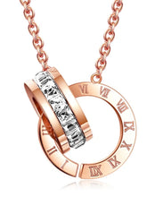 Peora Rose Gold Roman Double Circle Pendant Chain